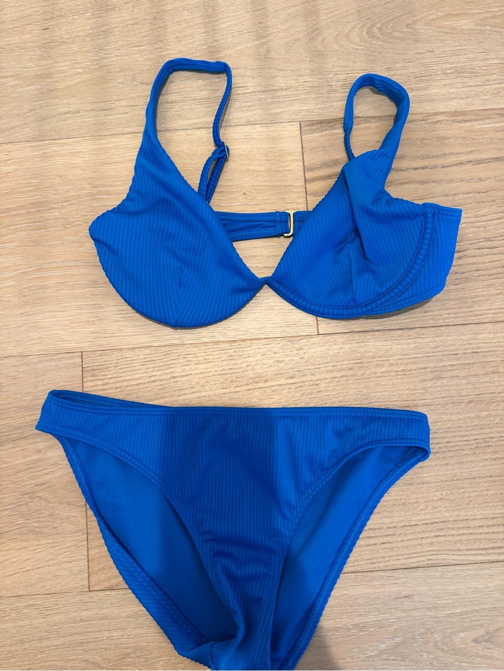 Hollister Blue Ribbed Underwire Bikini Set